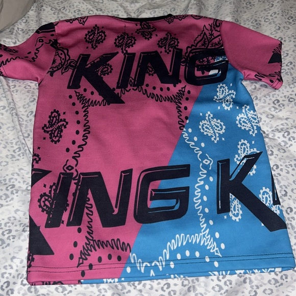 Sacred Crown Pink & Blue Bandana Print King Shirt - Medium - Picture 3 of 3